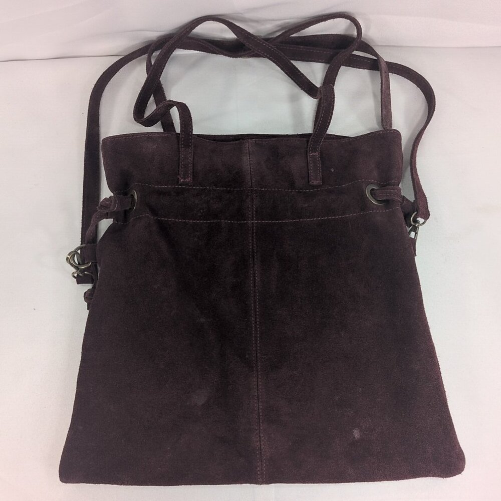 Marlon Burgundy Red Suede Leather Shoulder Purse Drawstring Crossbody Made Italy